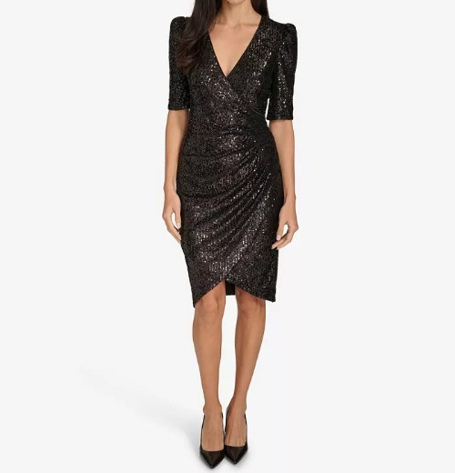 Calvin Klein - Women's Sequin Puff-Sleeve Dress